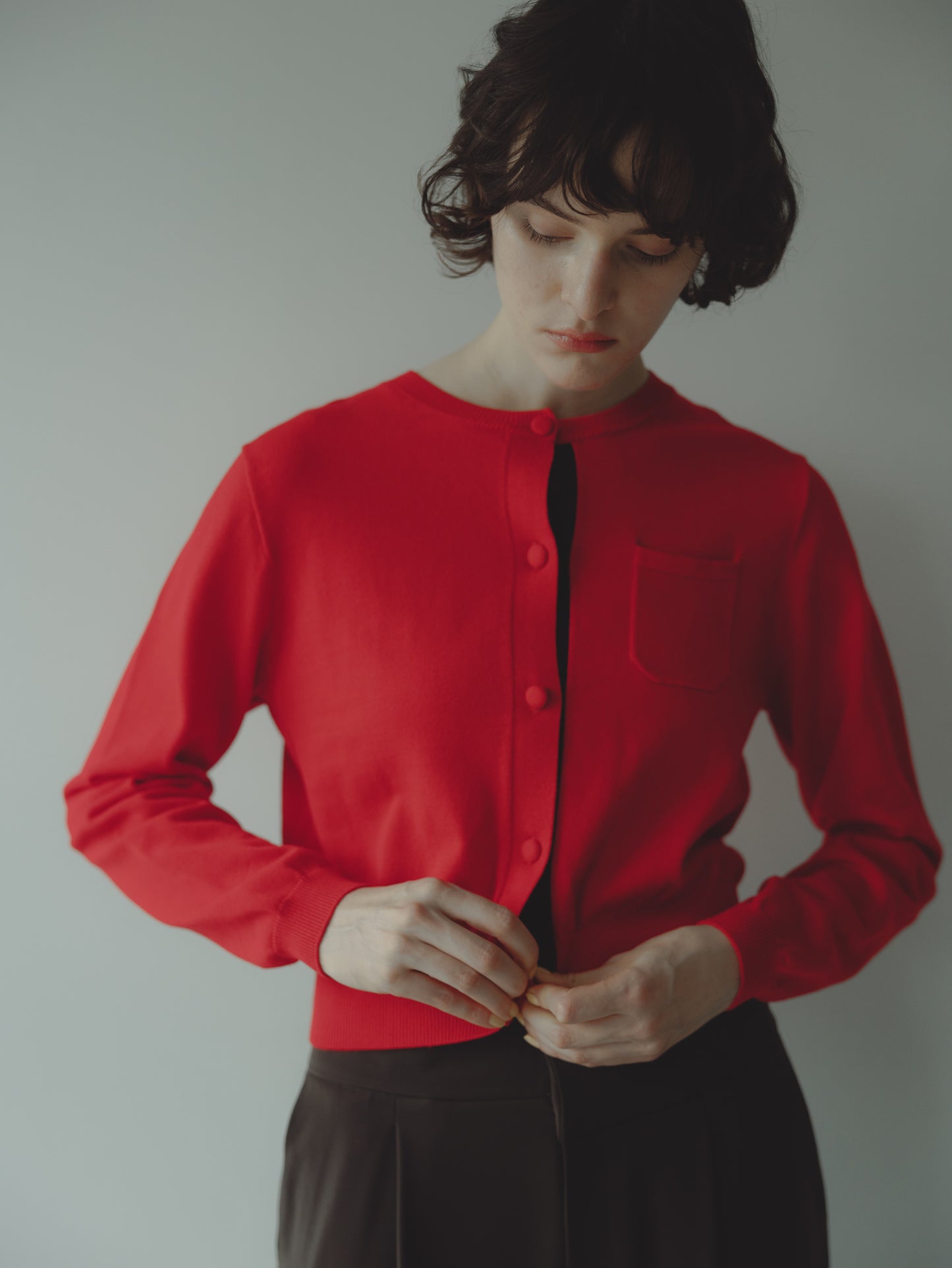 LINE COLOR CARDIGAN/RED