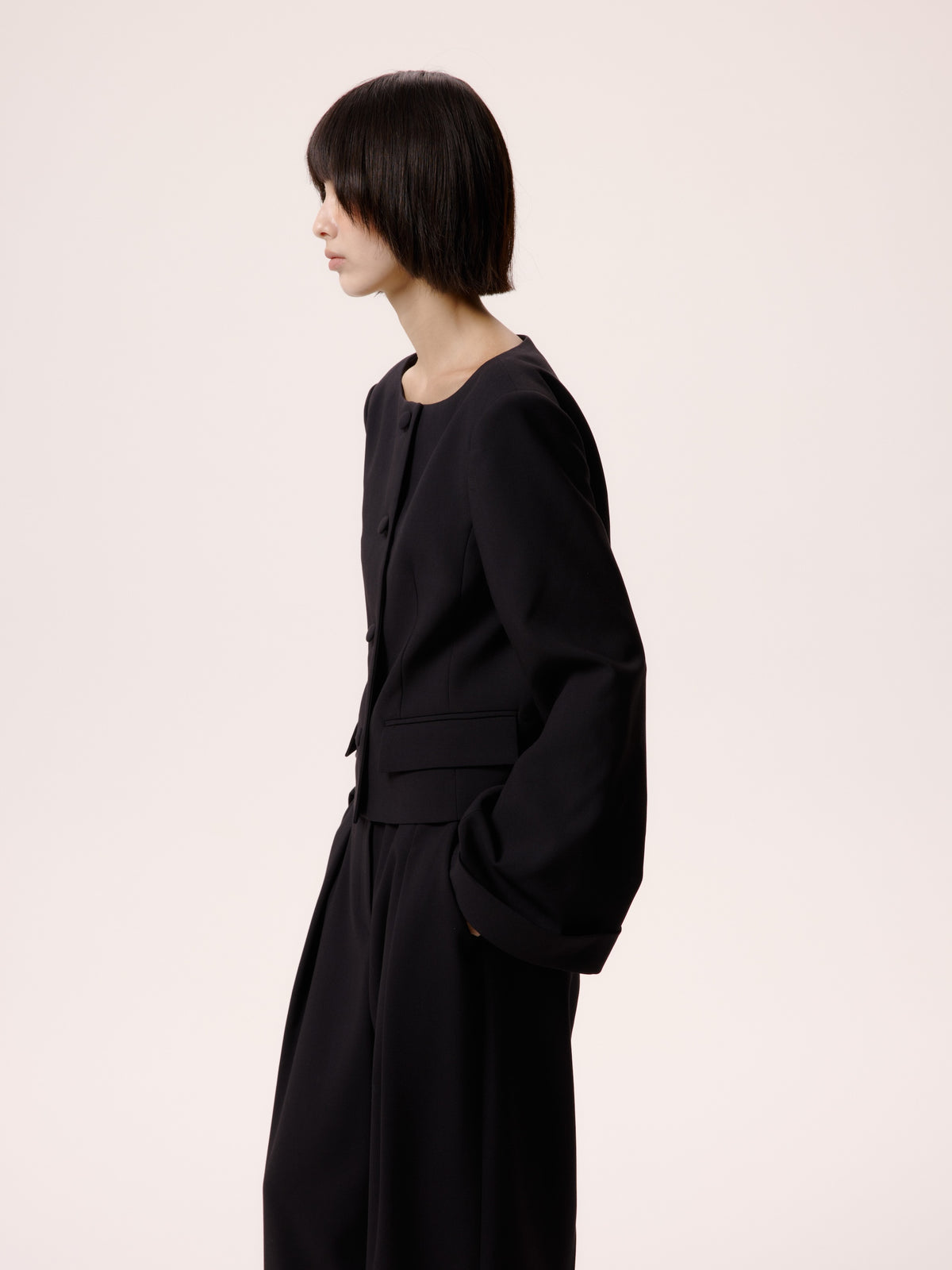 NO COLLAR JACKET/BLK