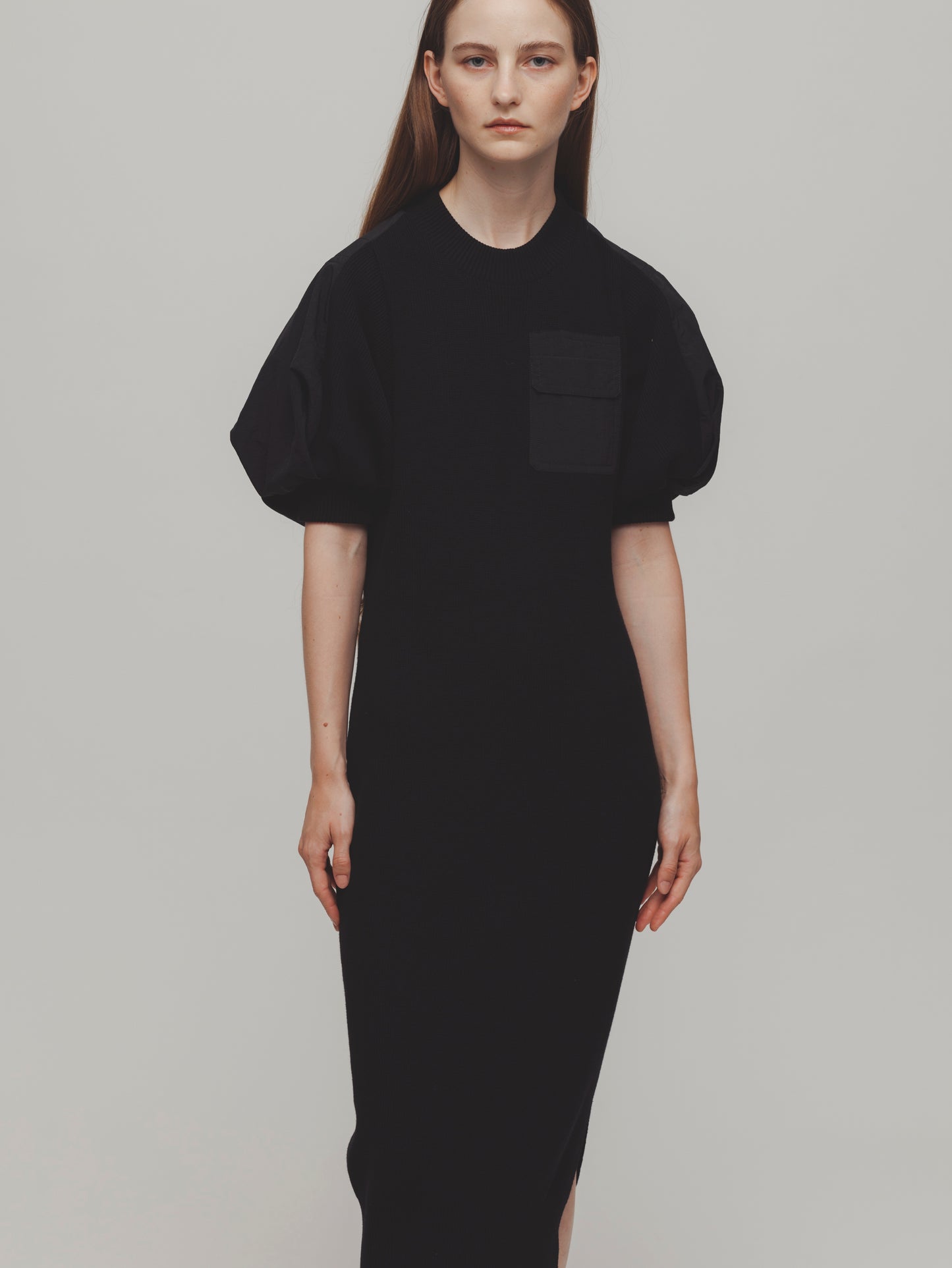 KNIT DOKING DRESS/BLACK