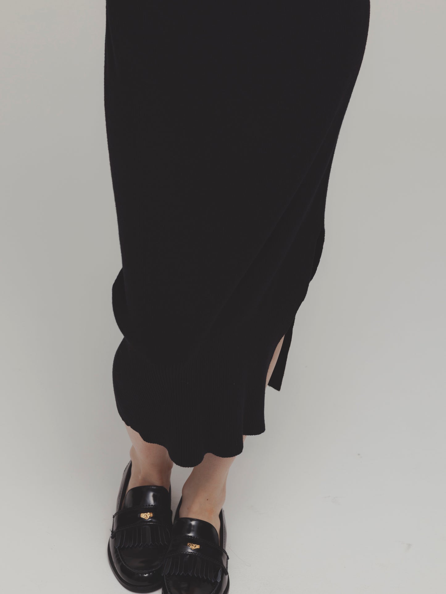 KNIT DOKING DRESS/BLACK
