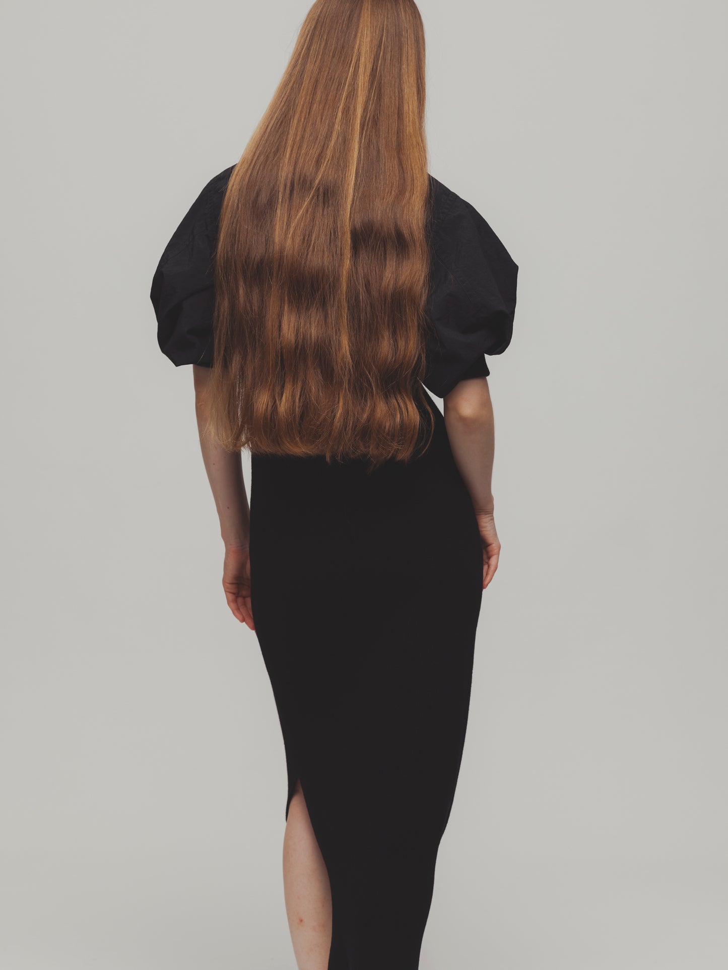 KNIT DOKING DRESS/BLACK