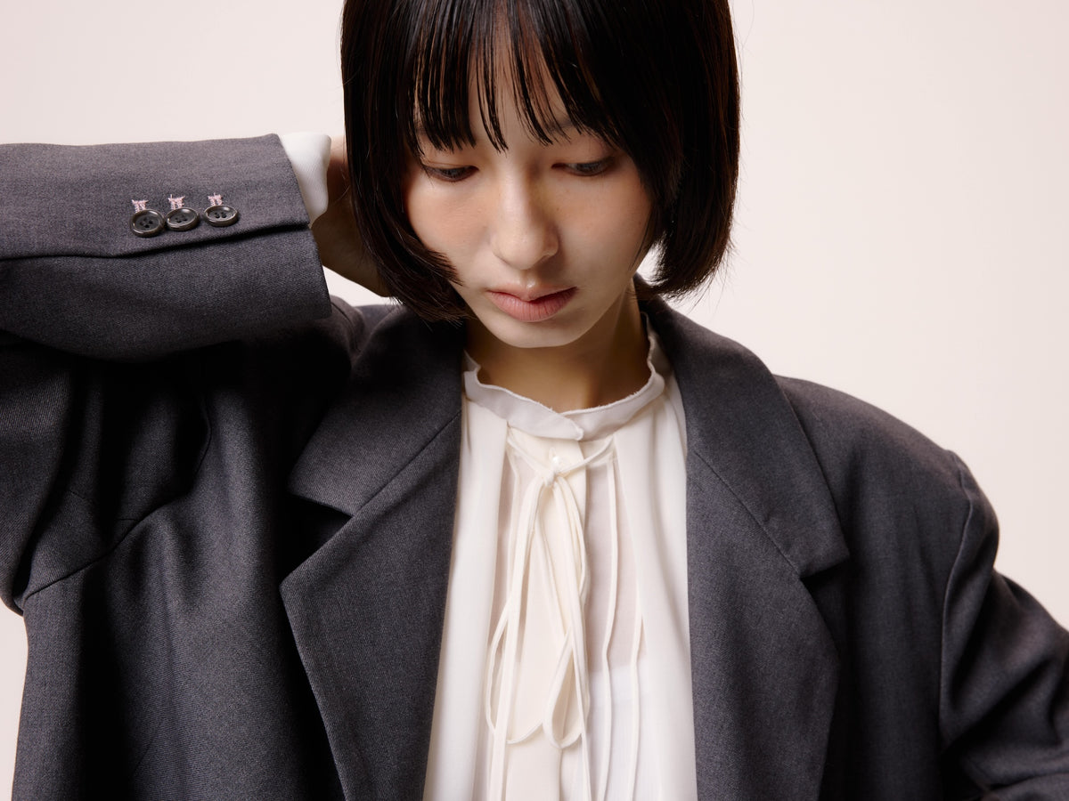 FRILL SLEEVE JACKET/GRAY