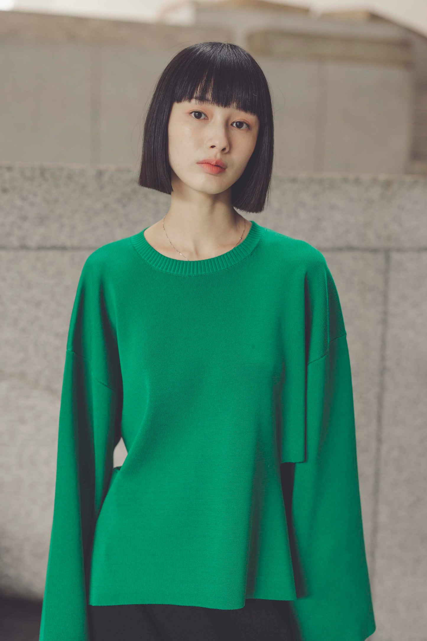 SIDE SLIT KNIT/GREEN