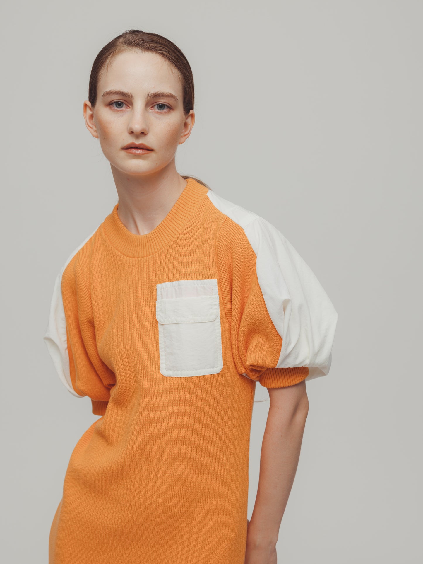 KNIT DOKING DRESS/ORANGE