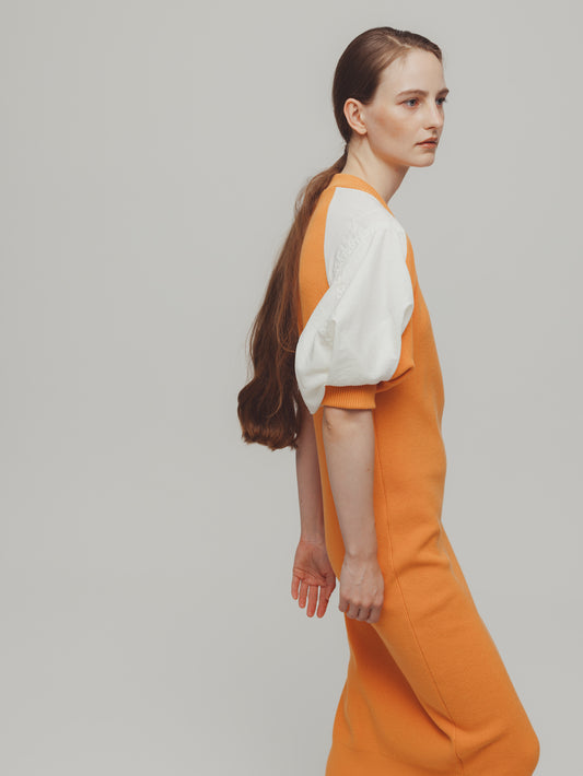 KNIT DOKING DRESS/ORANGE
