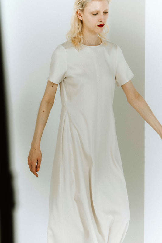 SATIN DRESS/WHITE