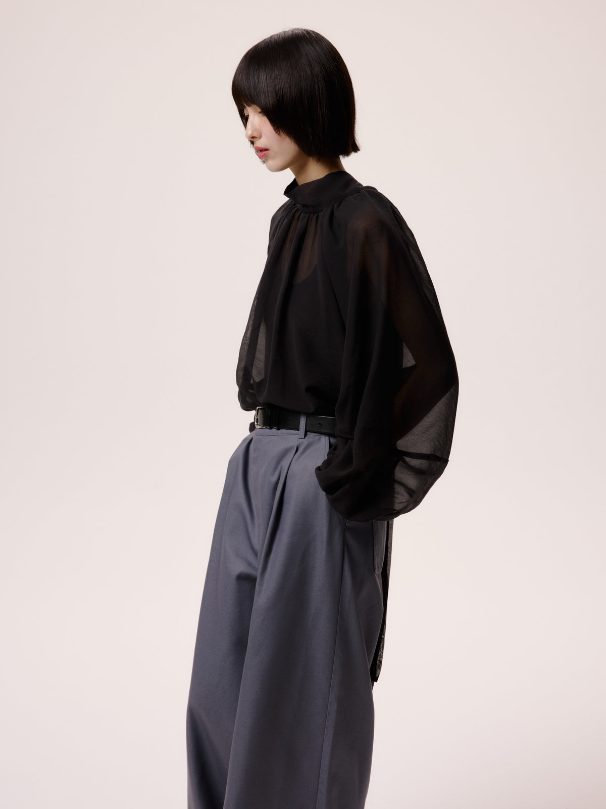 SHEER BLOUSE/BLACK