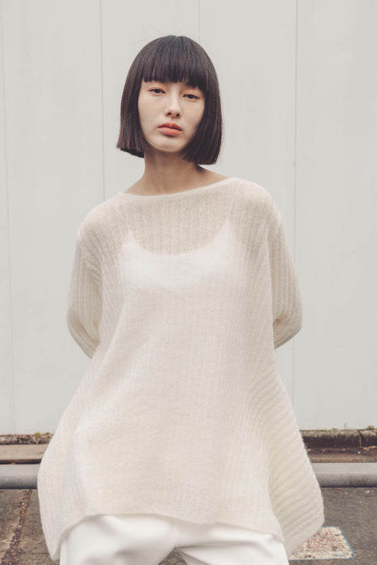 SHEER PRPULUM KNIT/WHITE