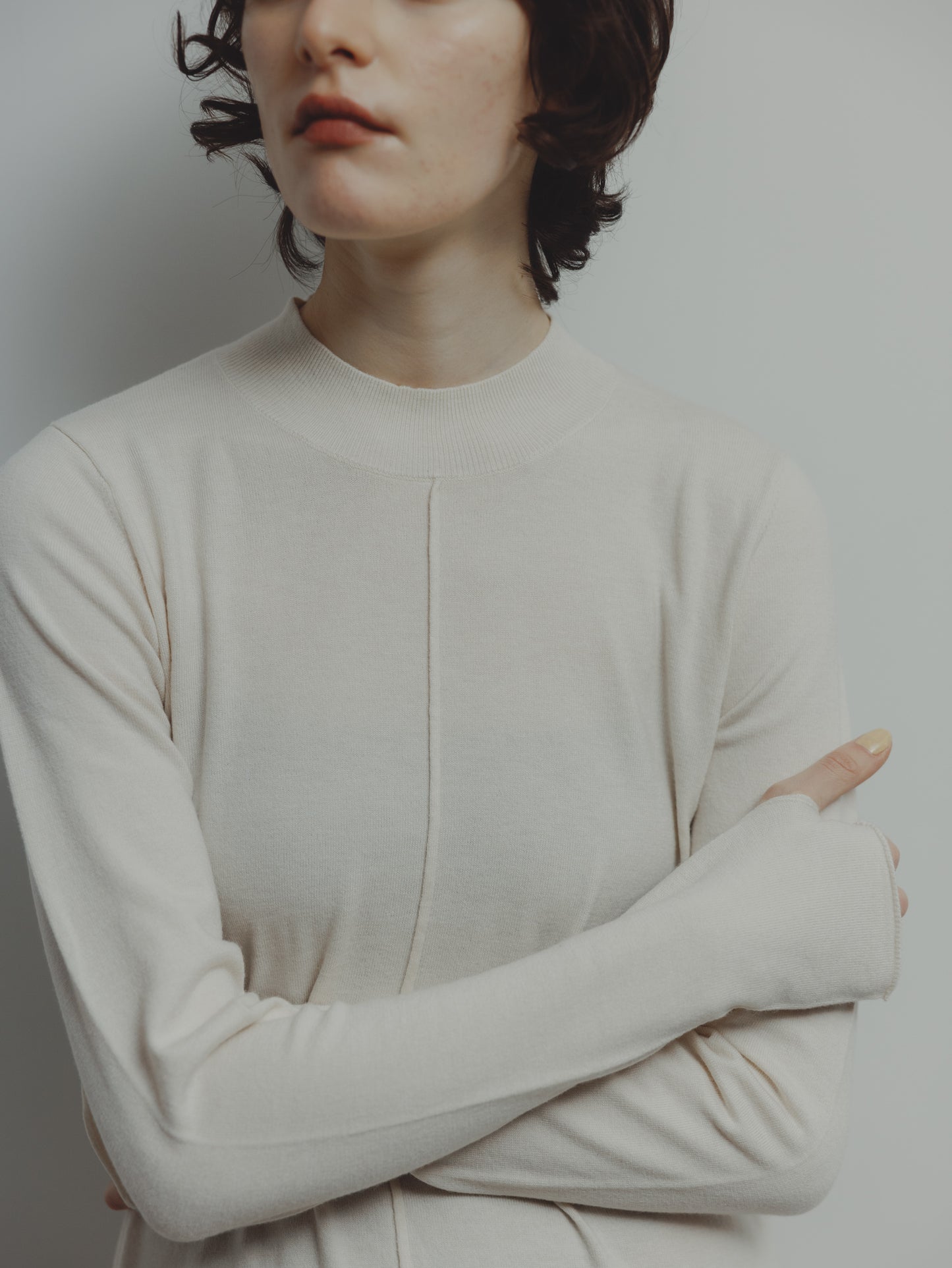 BALLOON KNIT DRESS/WHITE