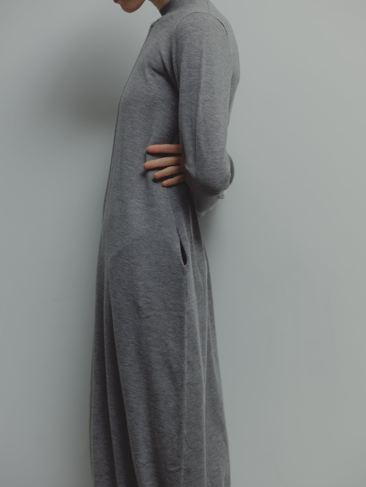 BALLOON KNIT DRESS/GRAY