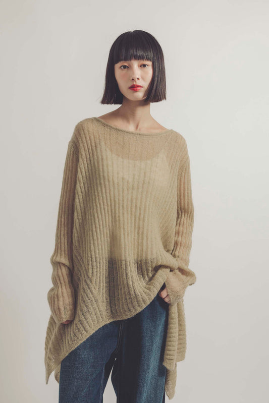 SHEER PRPULUM KNIT/BEIGE