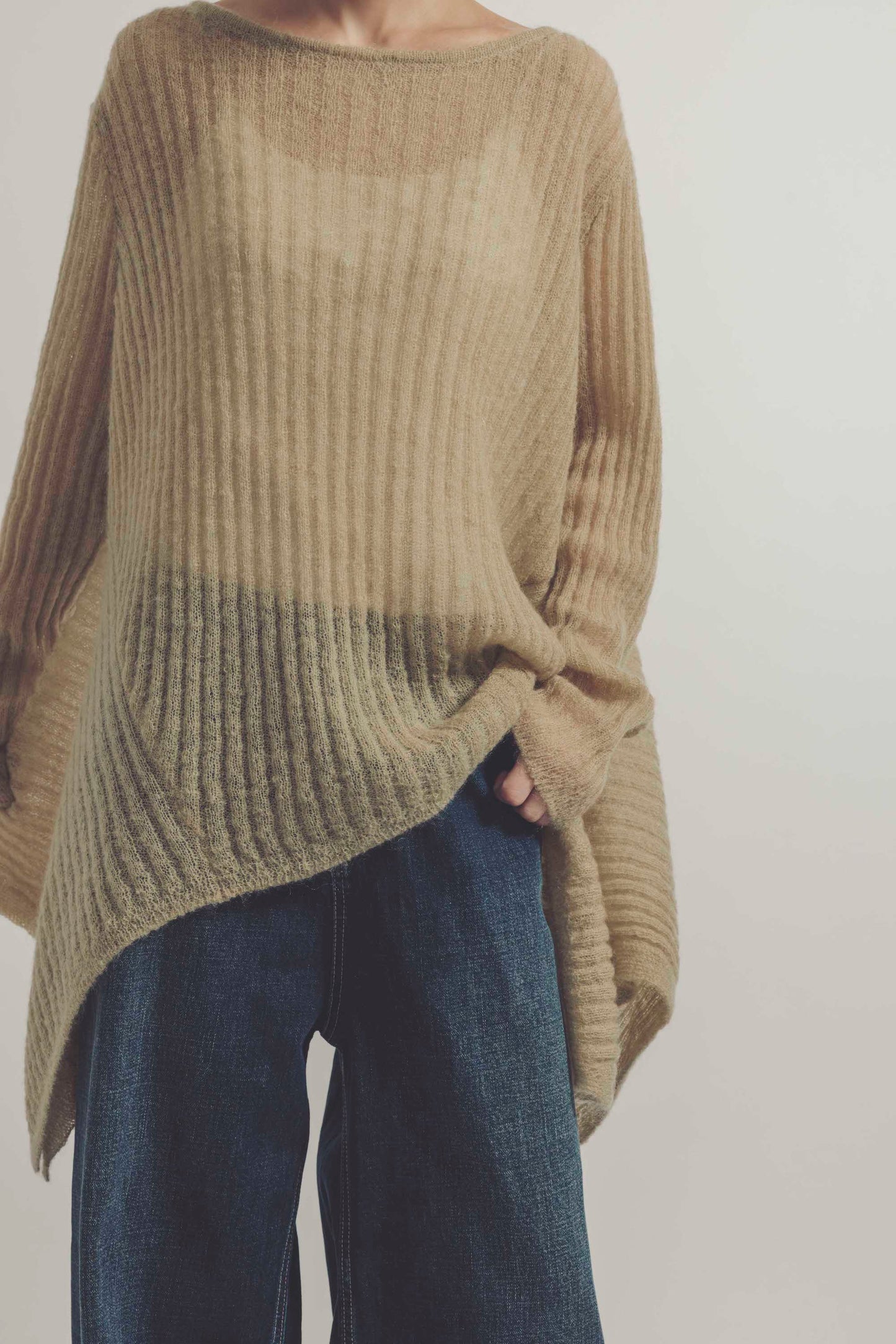 SHEER PRPULUM KNIT/BEIGE