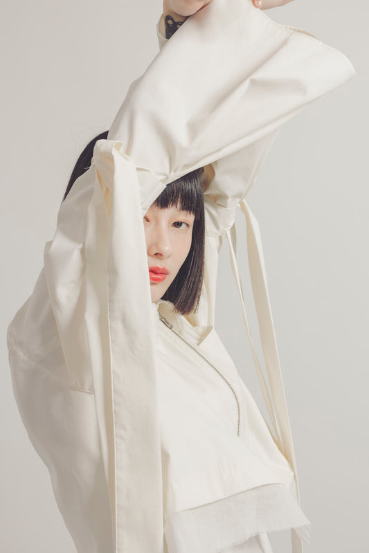 SHORT ZIPPER SHIRT/WHITE