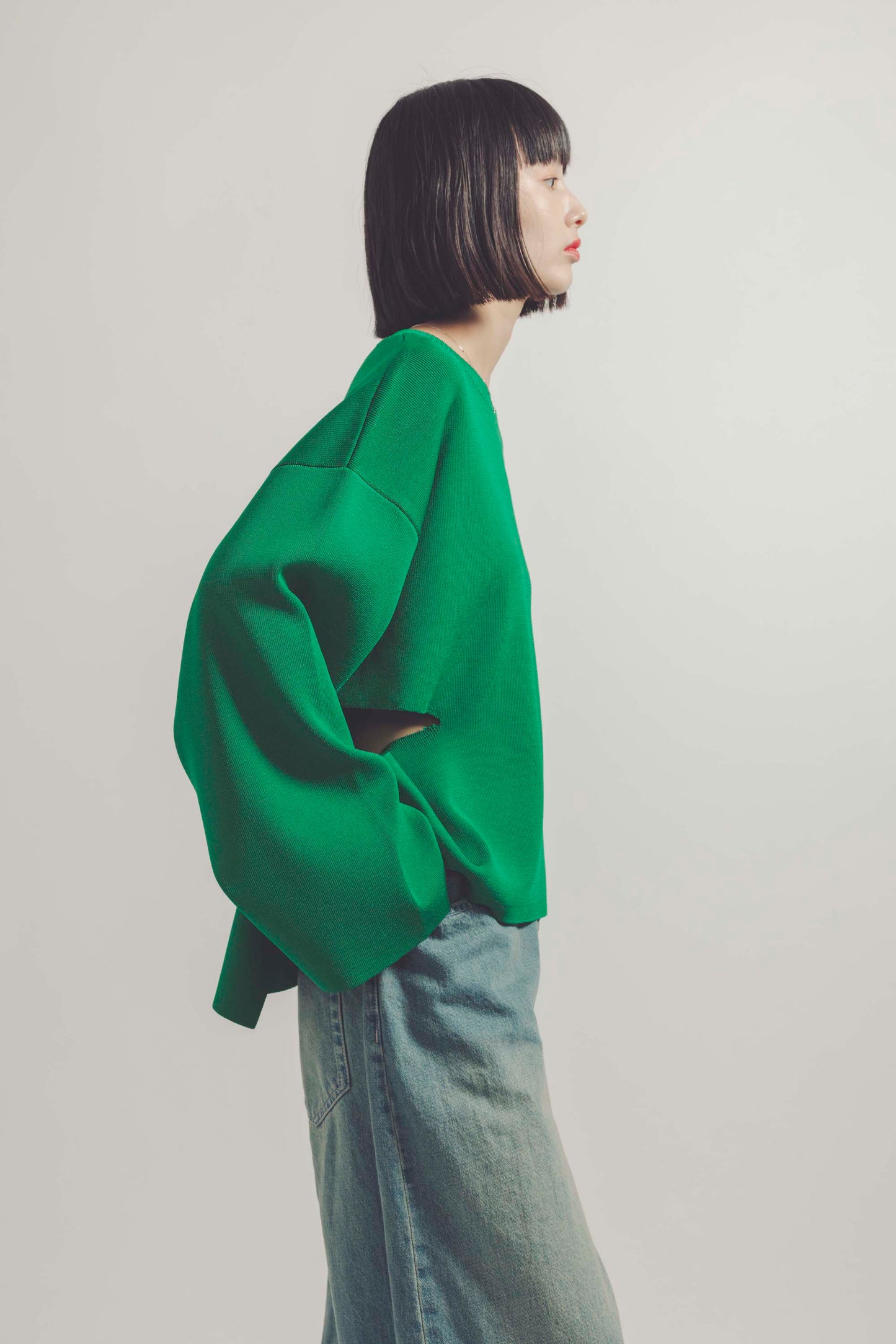 SIDE SLIT KNIT/GREEN