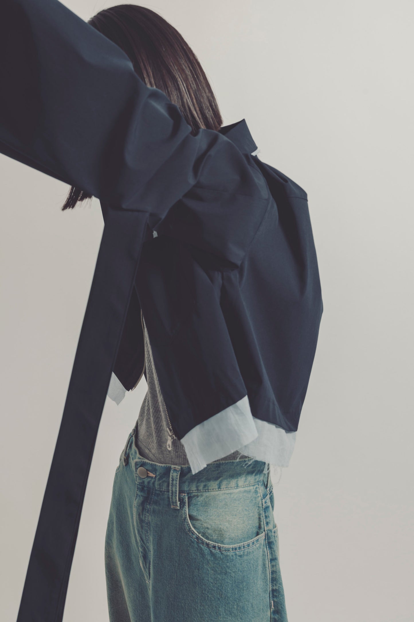 SHORT ZIPPER SHIRT/NAVY