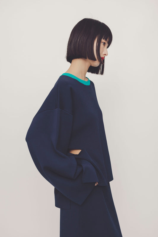 SIDE SLIT KNIT/NAVY