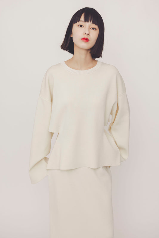 SIDE SLIT KNIT/WHITE