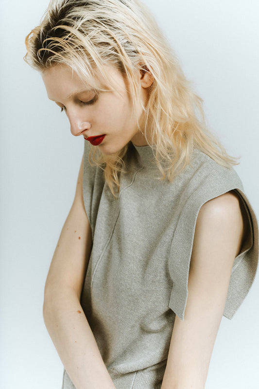 2WAY SQUARE KNIT/GRAY