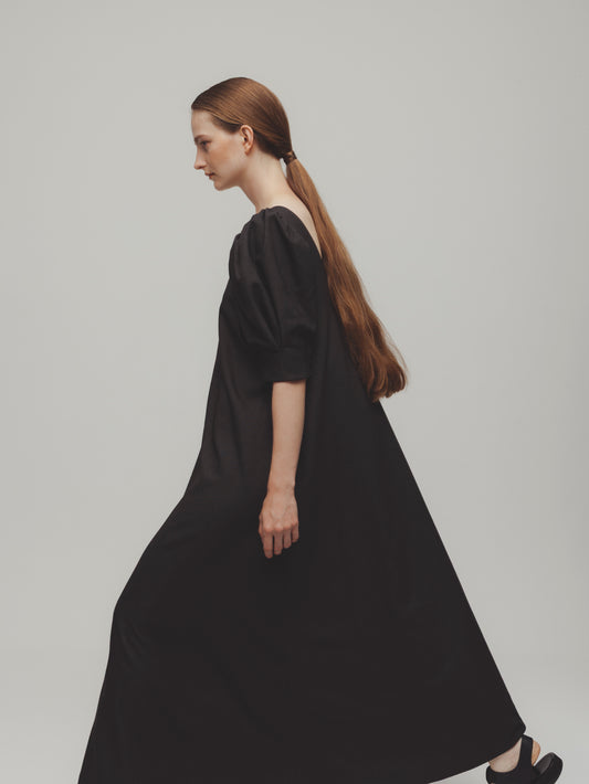 VOLUME SLEEVE DRESS/GRAY