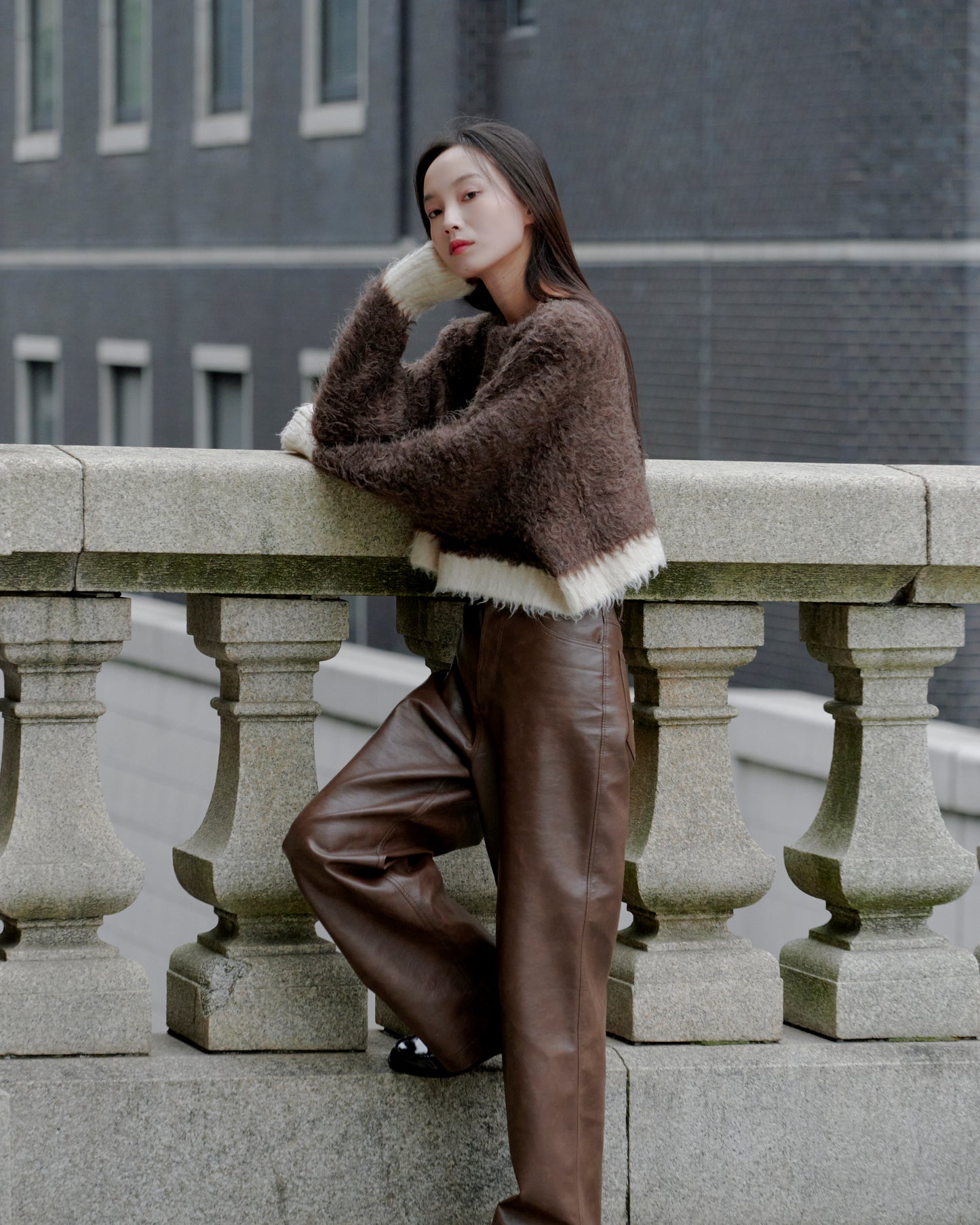 SHAGGY BICOLOR KNIT/BROWN