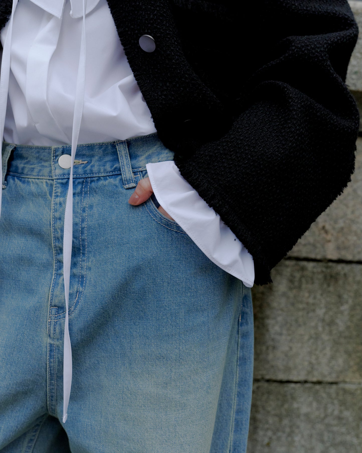 BIG COLLAR FRILL BLOUSE/WHITE