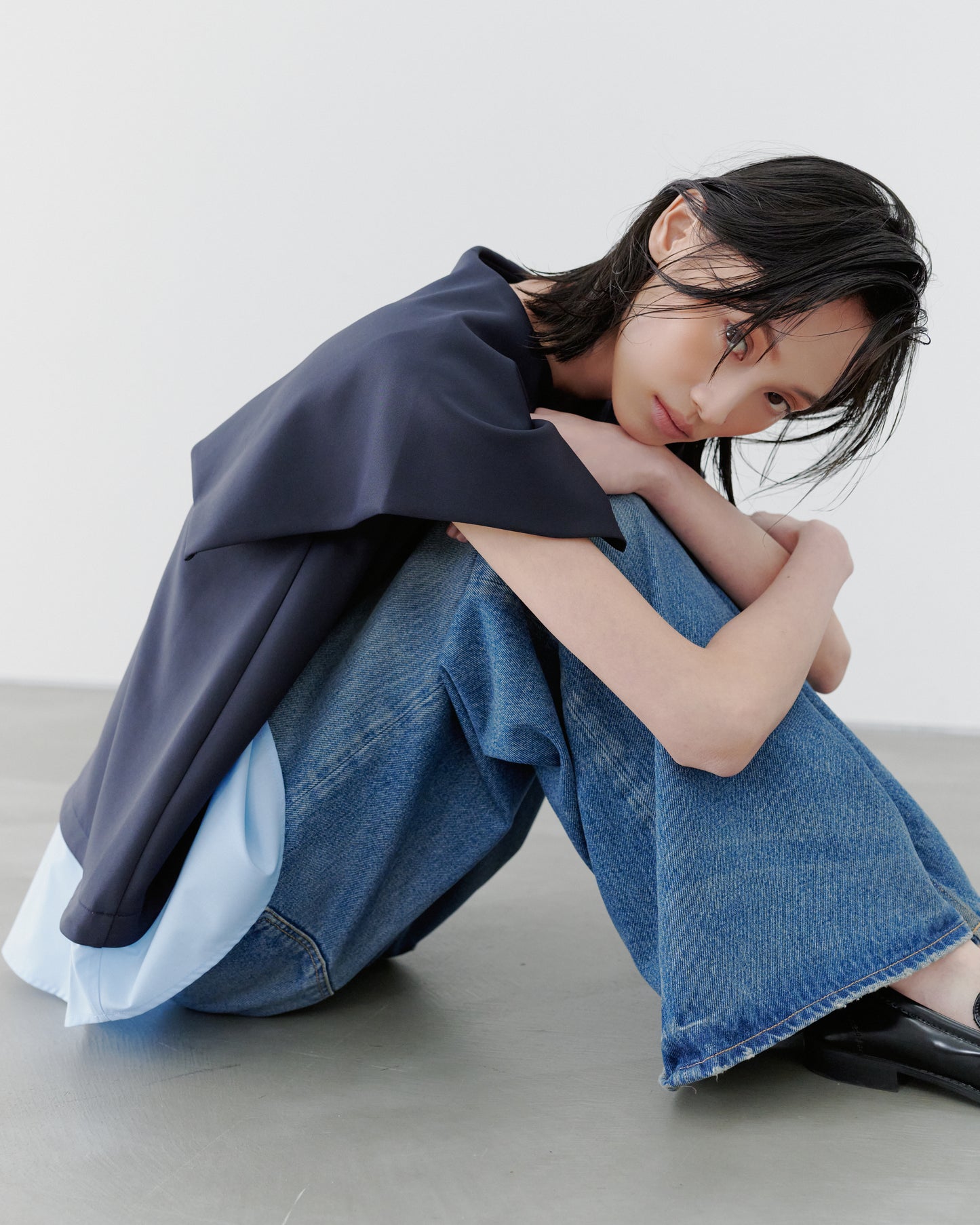 LAYERD CAPE TOPS/NAVY