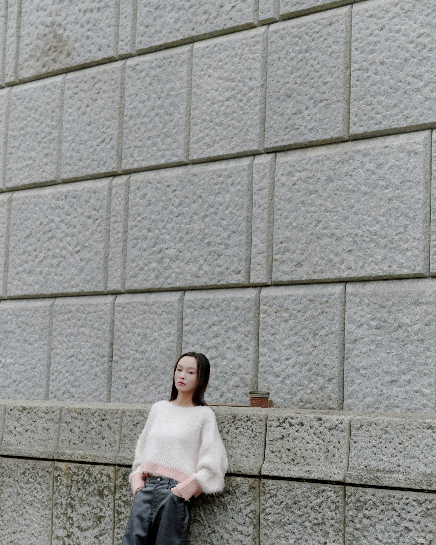 SHAGGY BICOLOR KNIT/PINK