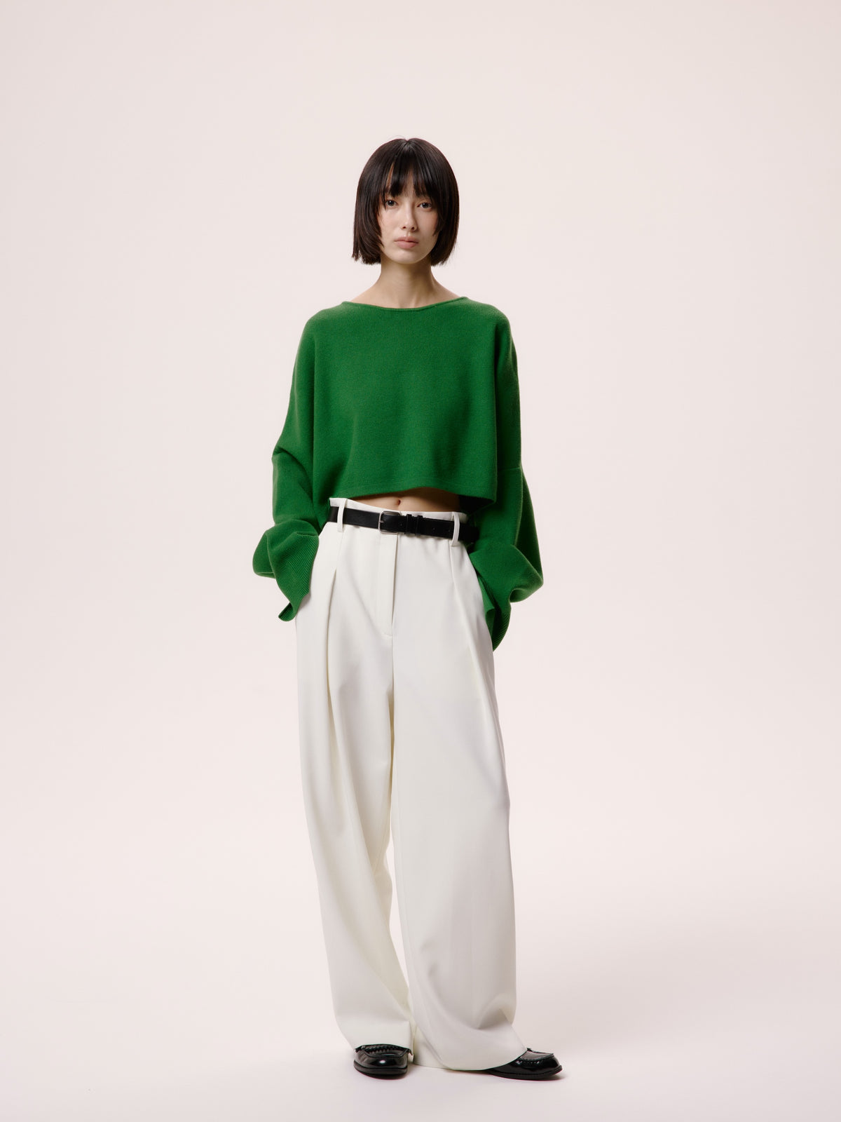 CROPPED BUTTON KNIT/GREEN
