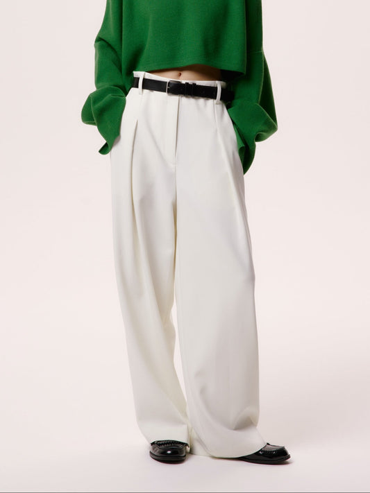 WIDE TUCK PANTS/WHT