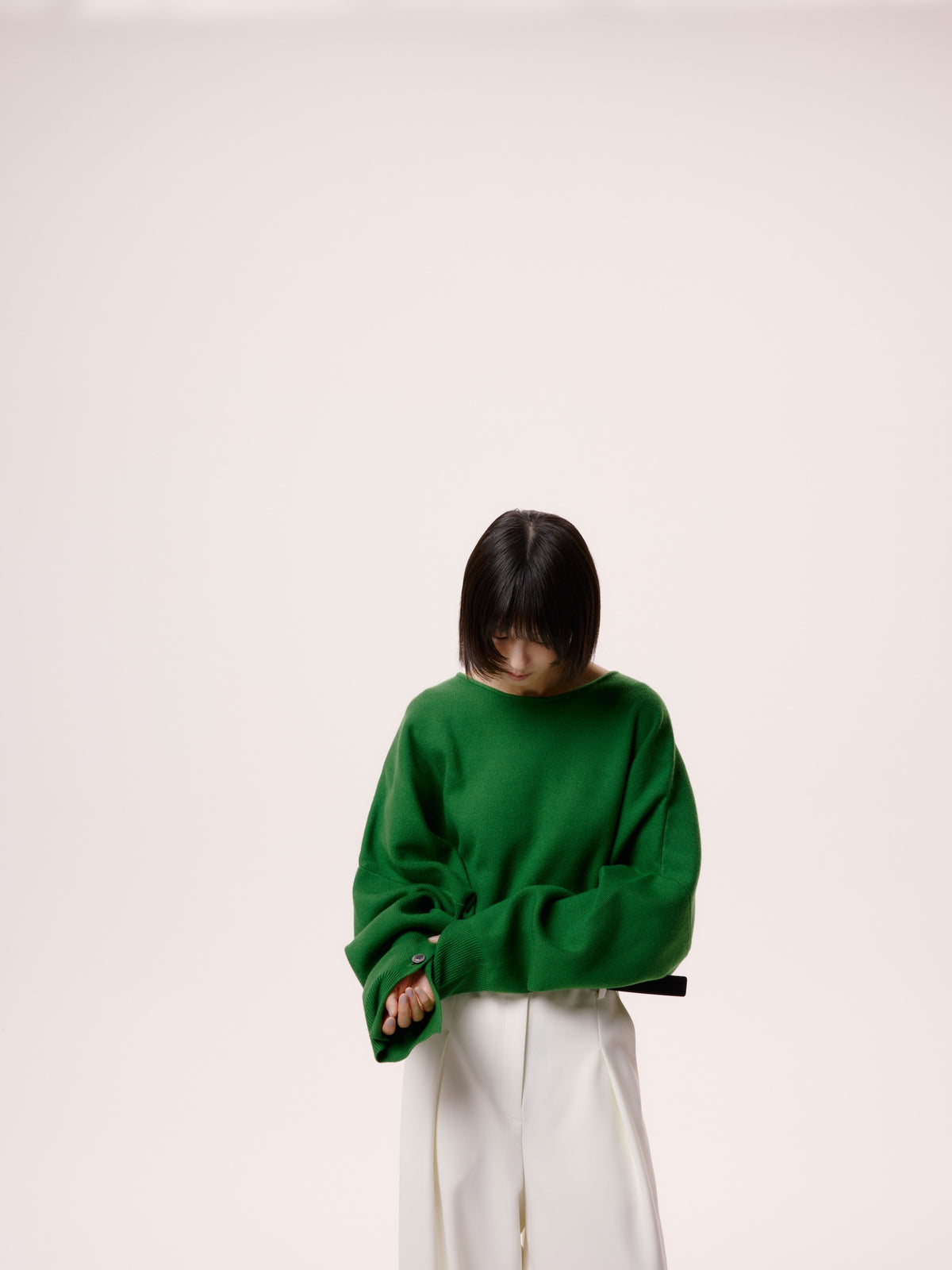 CROPPED BUTTON KNIT/GREEN