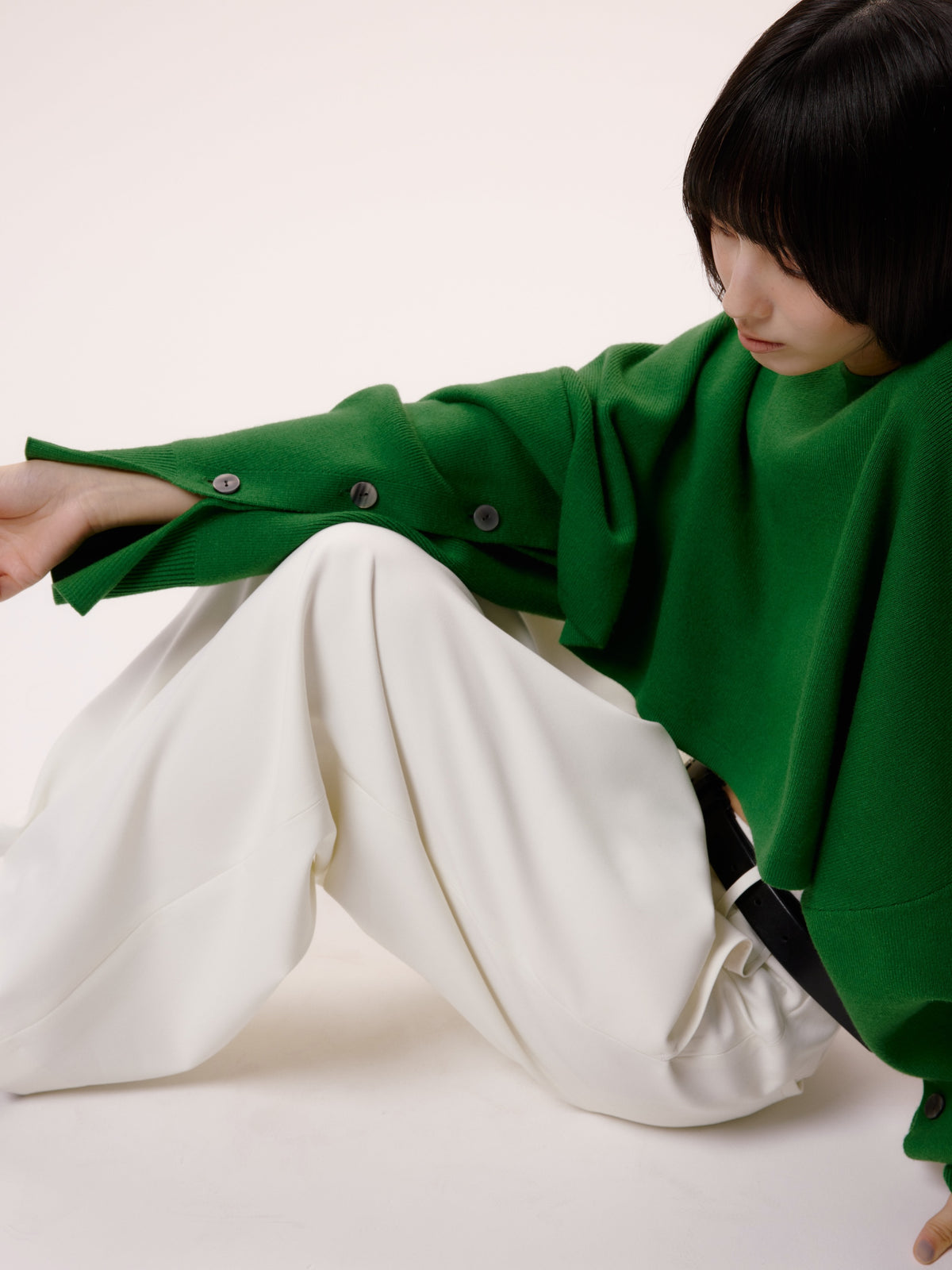 CROPPED BUTTON KNIT/GREEN