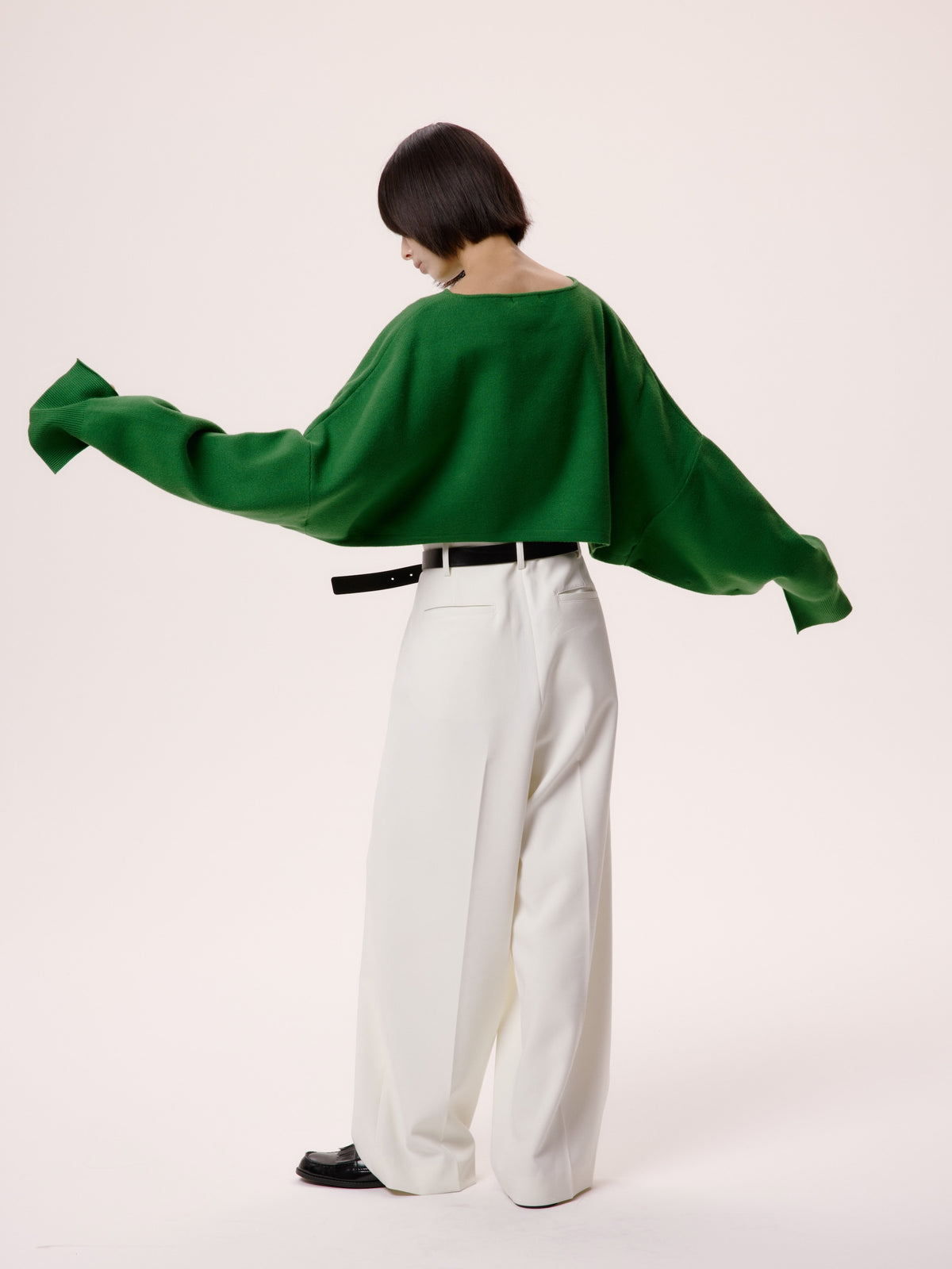 CROPPED BUTTON KNIT/GREEN