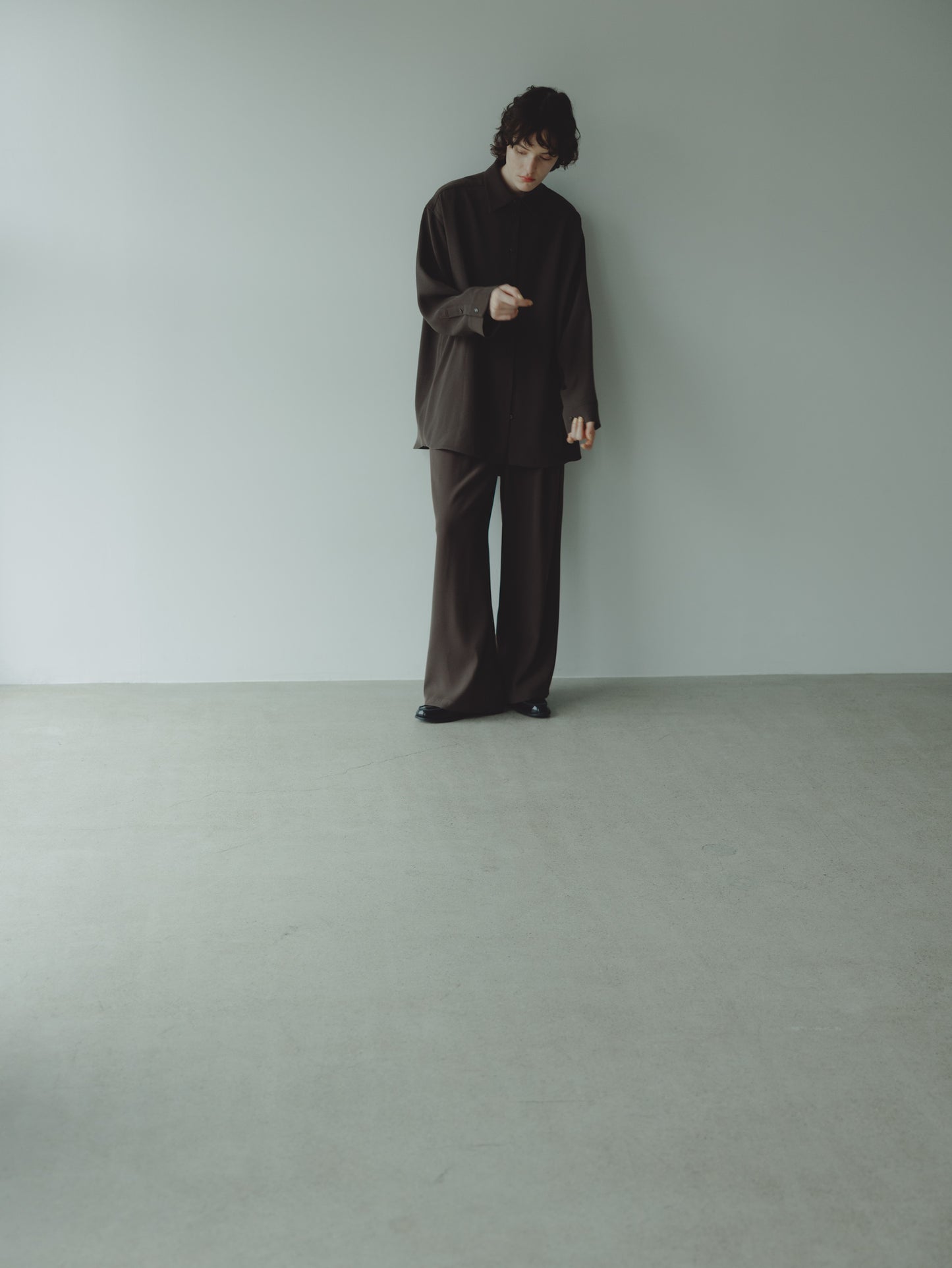 OVERSIZE SHIRT/BROWN