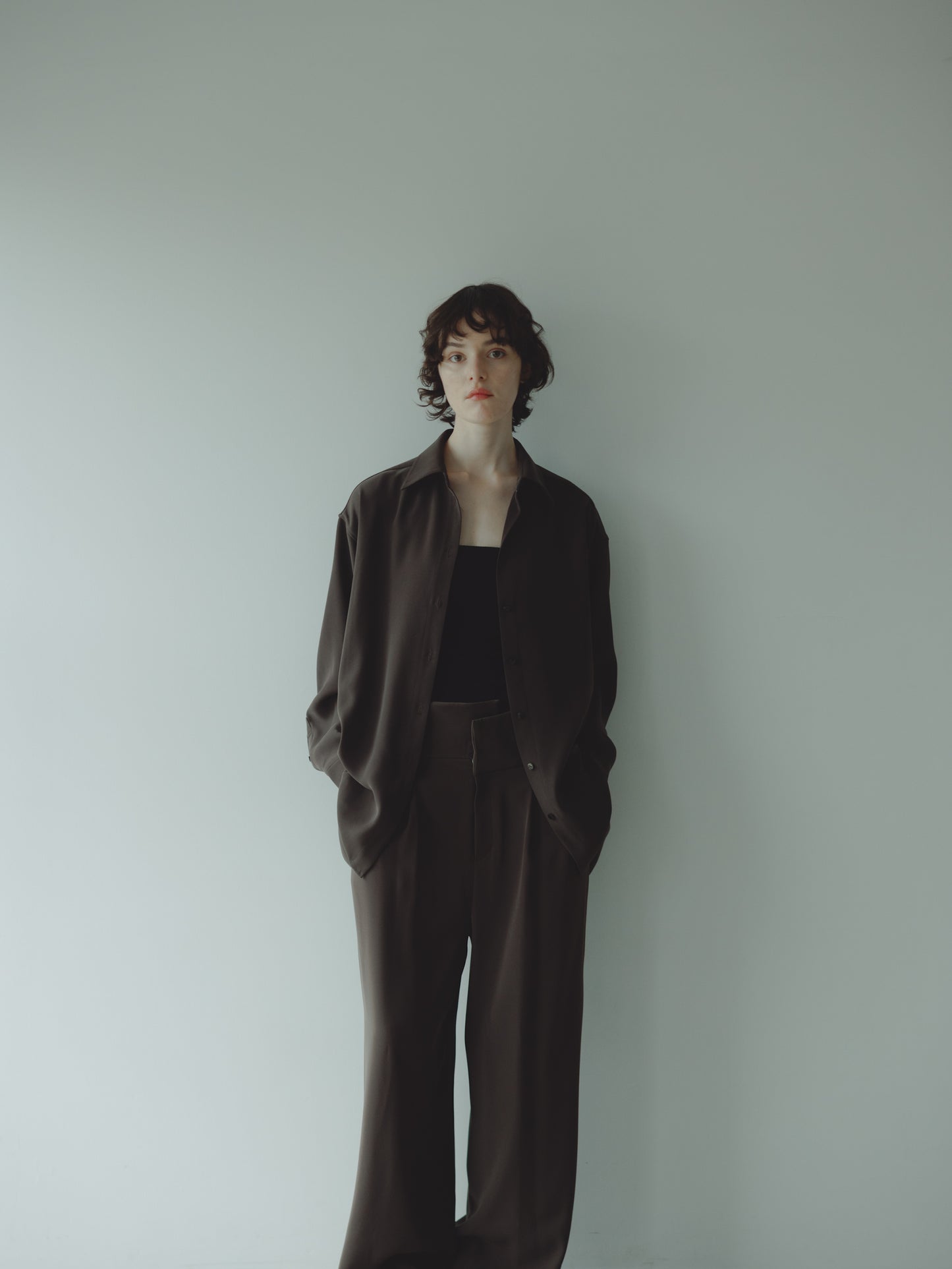SUSPENDER TROUSERS/BROWN