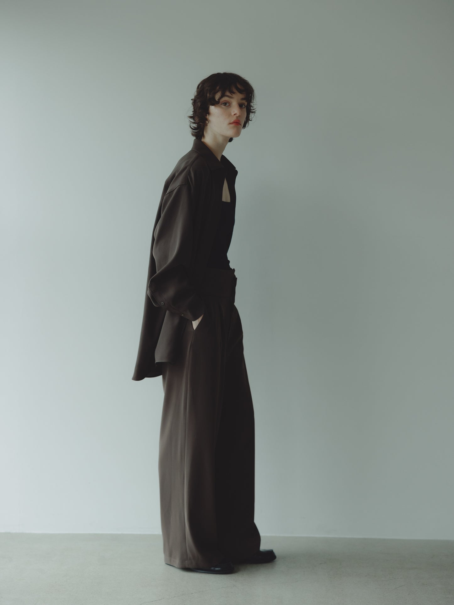 SUSPENDER TROUSERS/BROWN