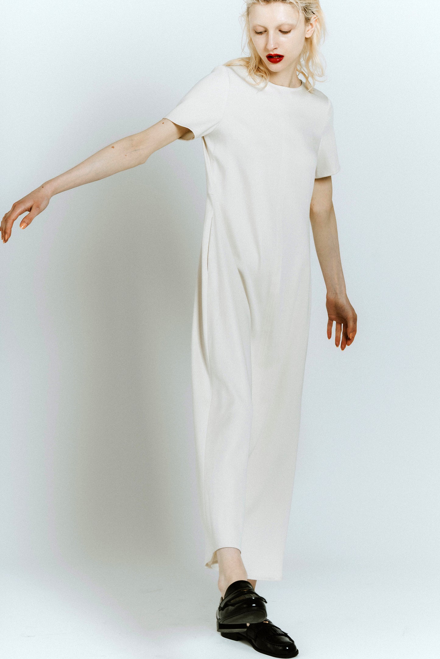 SATIN DRESS/WHITE