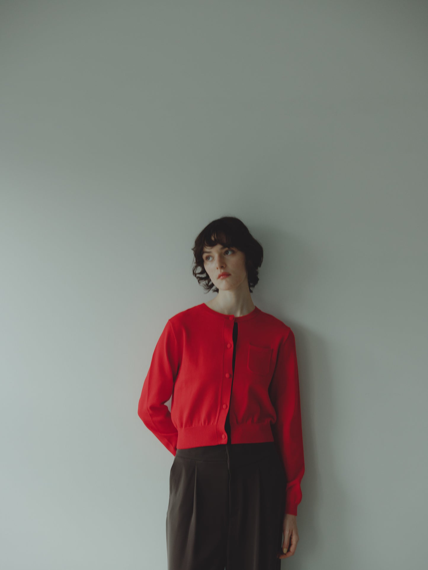 LINE COLOR CARDIGAN/RED