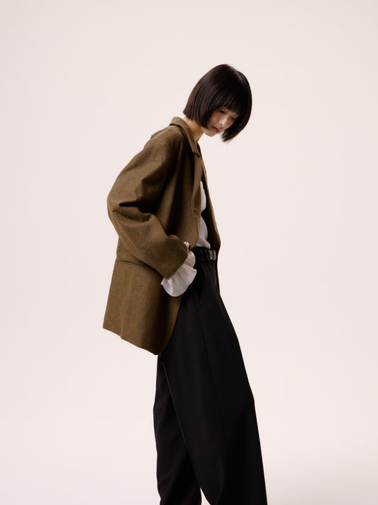 FRILL SLEEVE JACKET/BEG