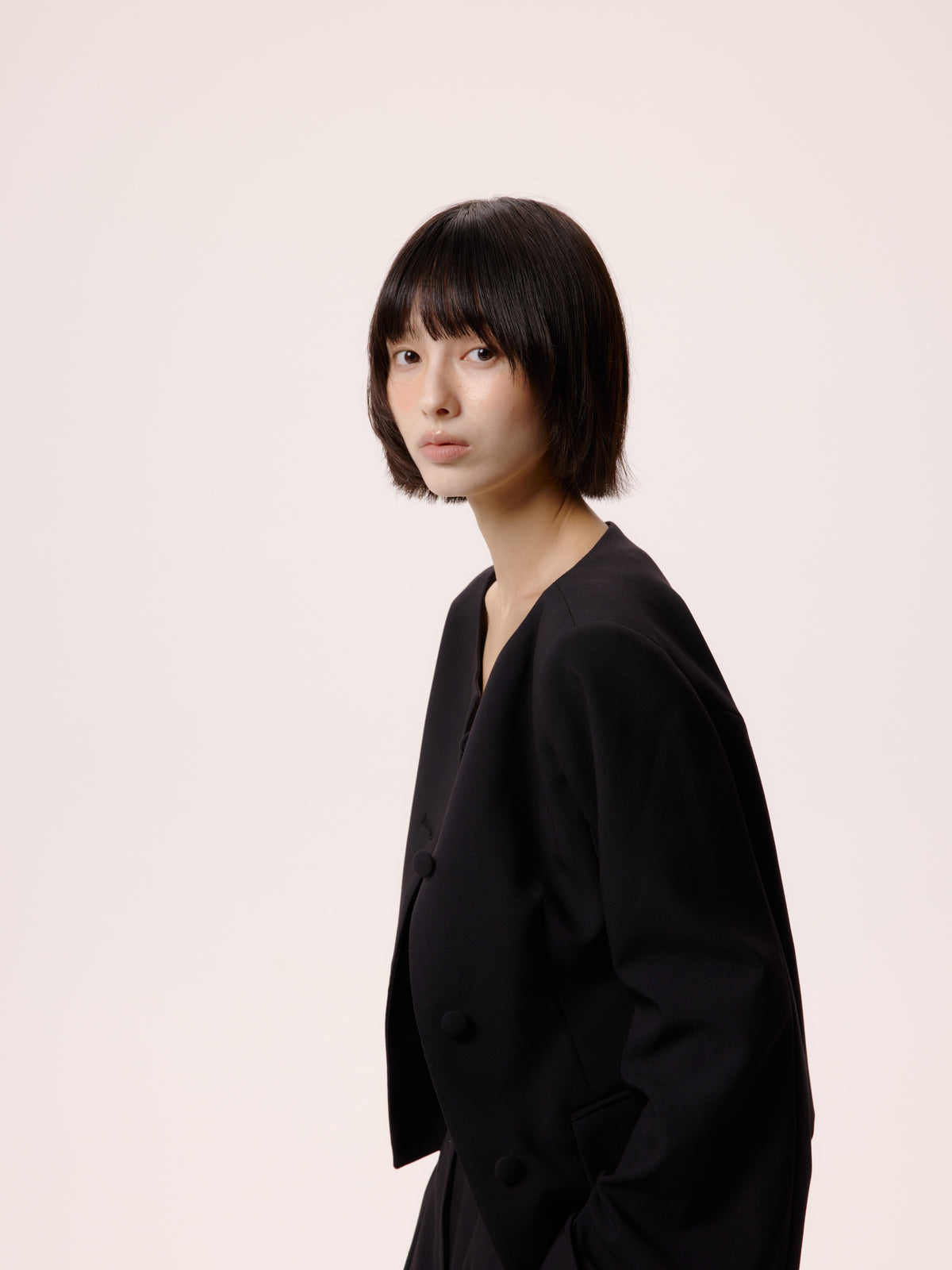 NO COLLAR JACKET/BLK