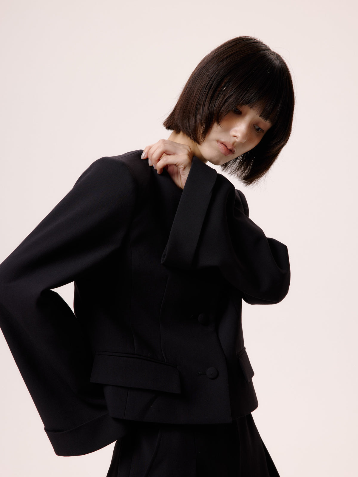 NO COLLAR JACKET/BLK