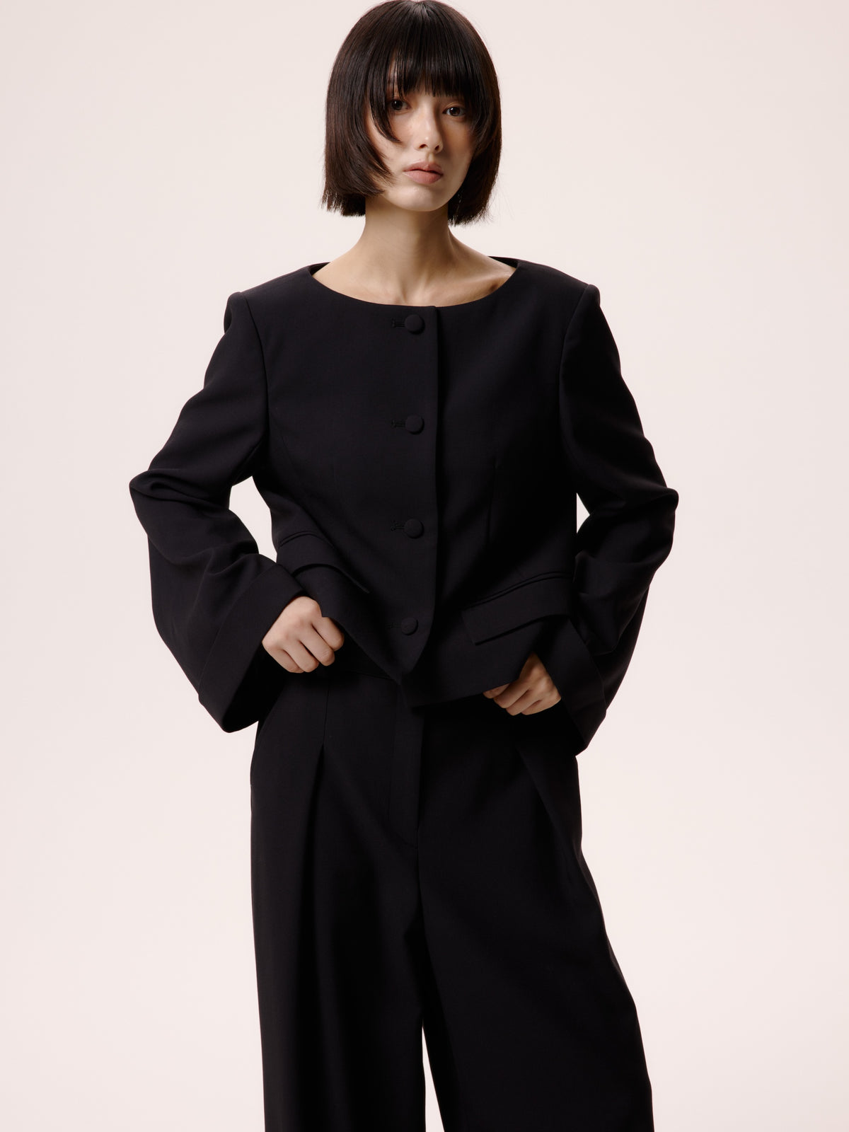 NO COLLAR JACKET/BLK