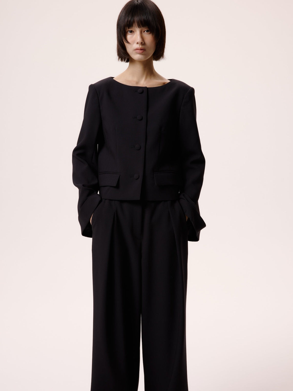 NO COLLAR JACKET/BLK