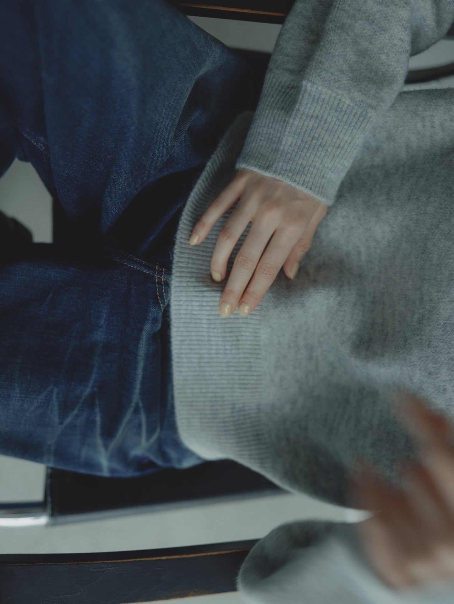 SHORT KNIT HOODIE/GRAY