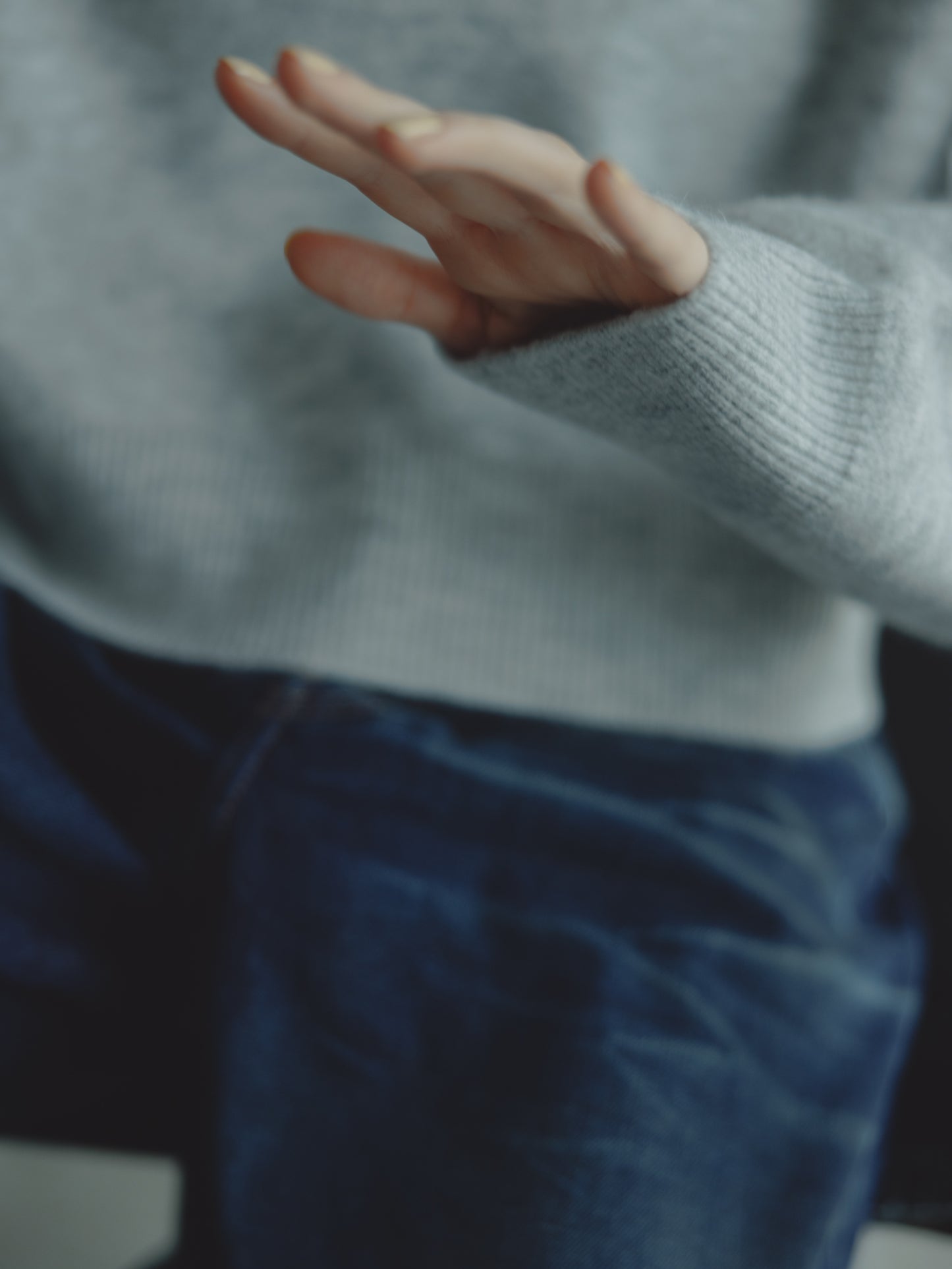 SHORT KNIT HOODIE/GRAY