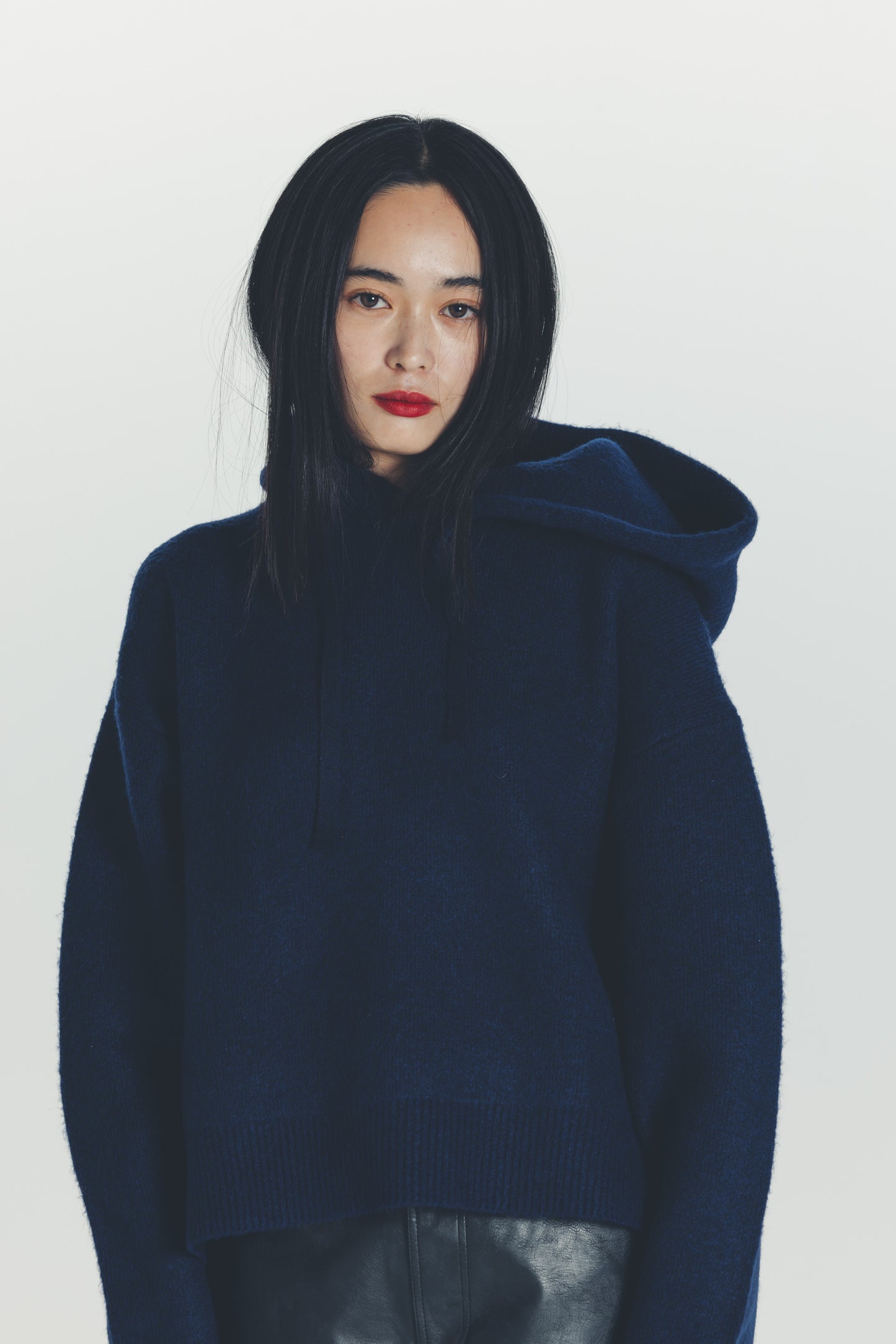 KNIT HOODIE/NAVY