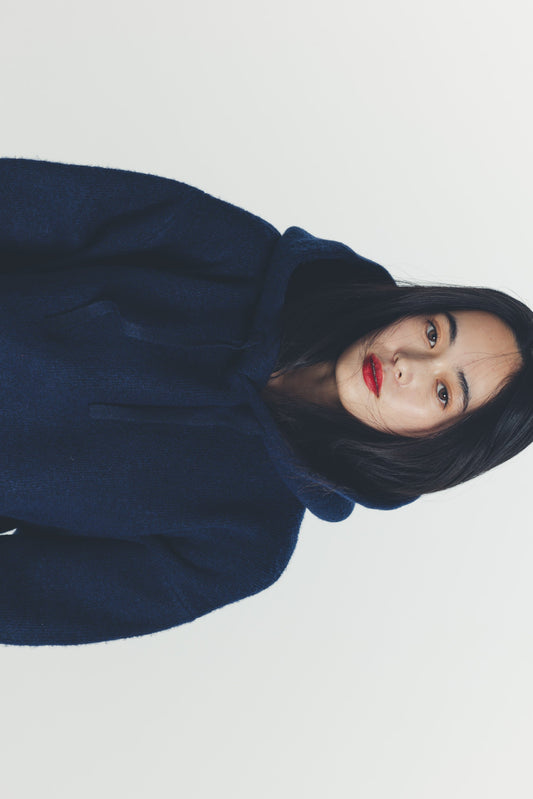 KNIT HOODIE/NAVY