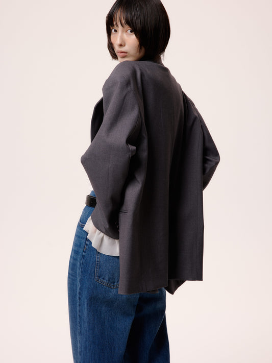 FRILL SLEEVE JACKET/GRAY