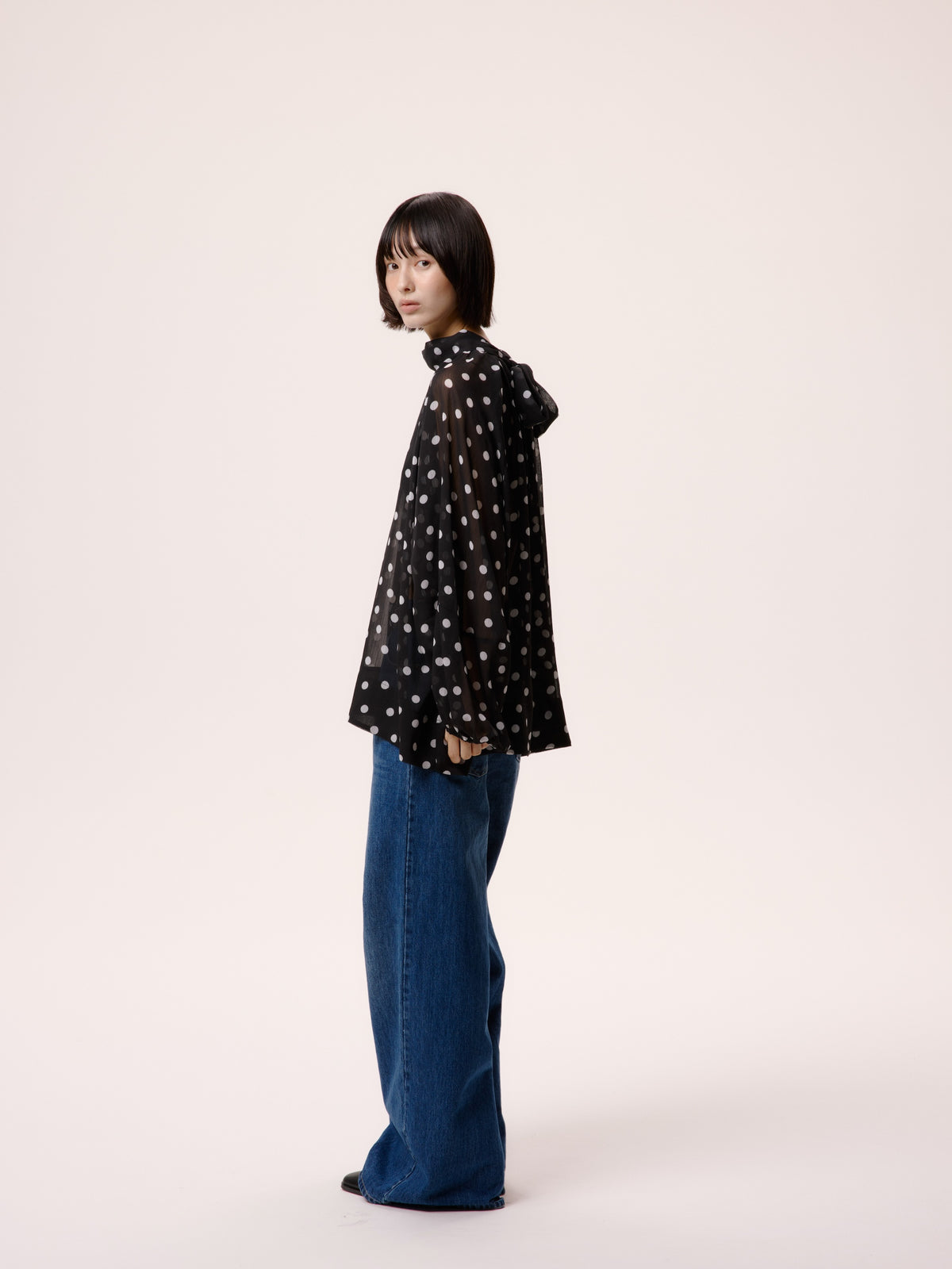 DOT BLOUSESHEER /BLACK