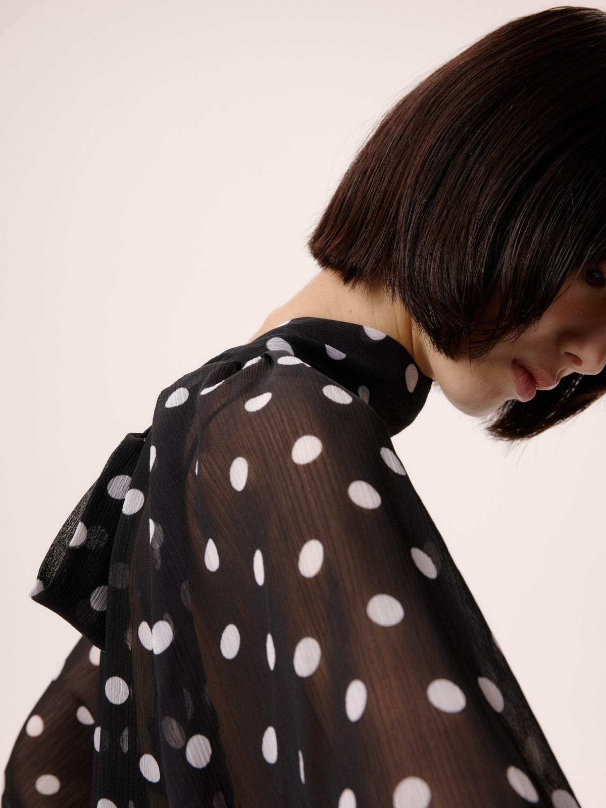 DOT BLOUSESHEER /BLACK
