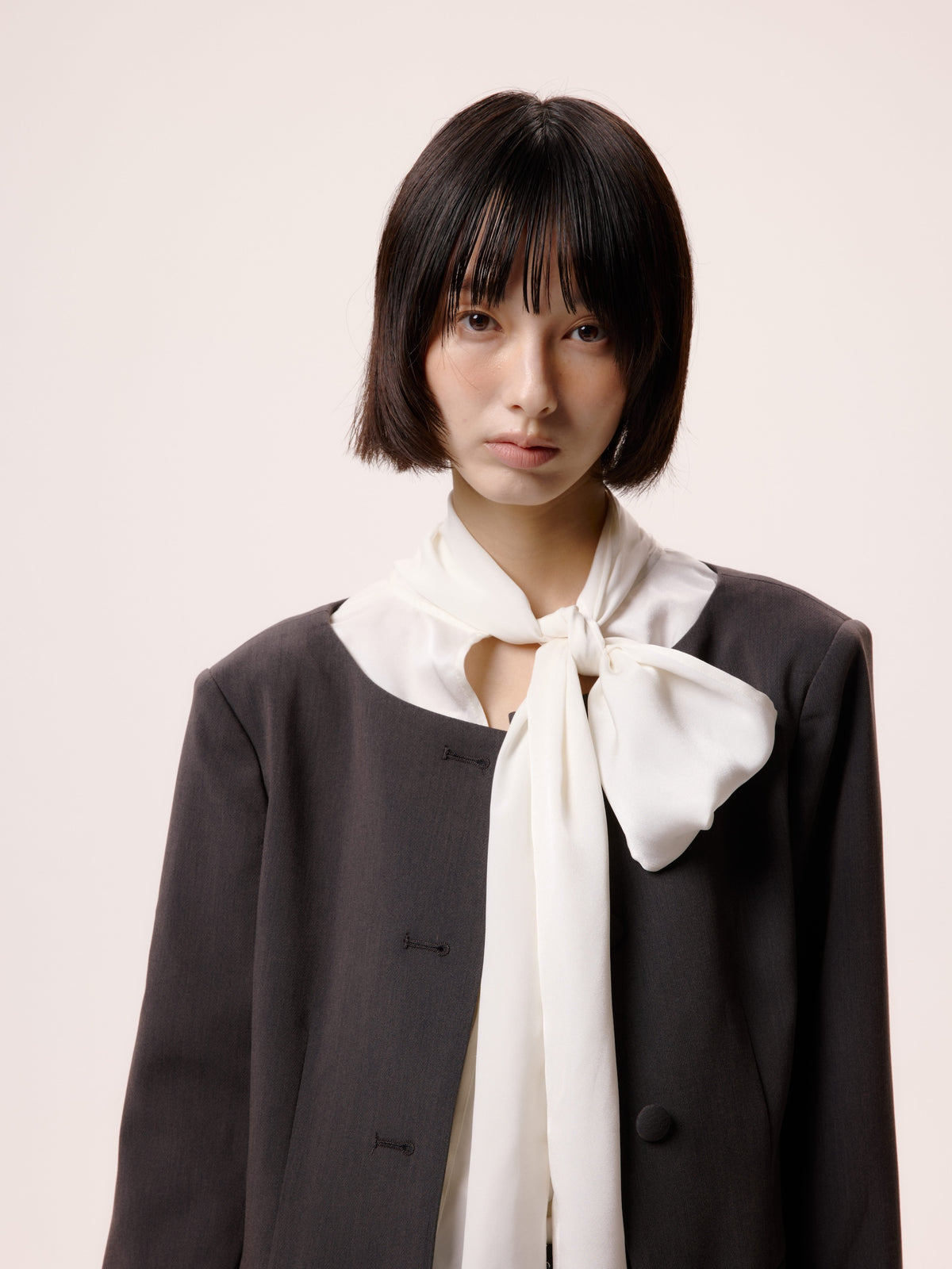 NO COLLAR JACKET/GRY
